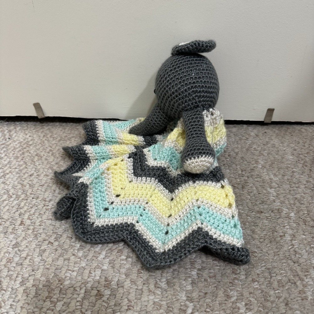 Crochet Elephant Stuffed Animal Gray Multi-Color Toy Handmade - Picture 3 of 7